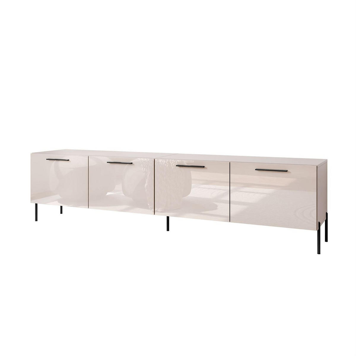 TV-ELEMENT AURA 200 KASCHMIR Hochglanz auf geraden schwarzen Beinen - Kaschmir/Schwarz, Holzwerkstoff (200/50/40cm) - Lookway