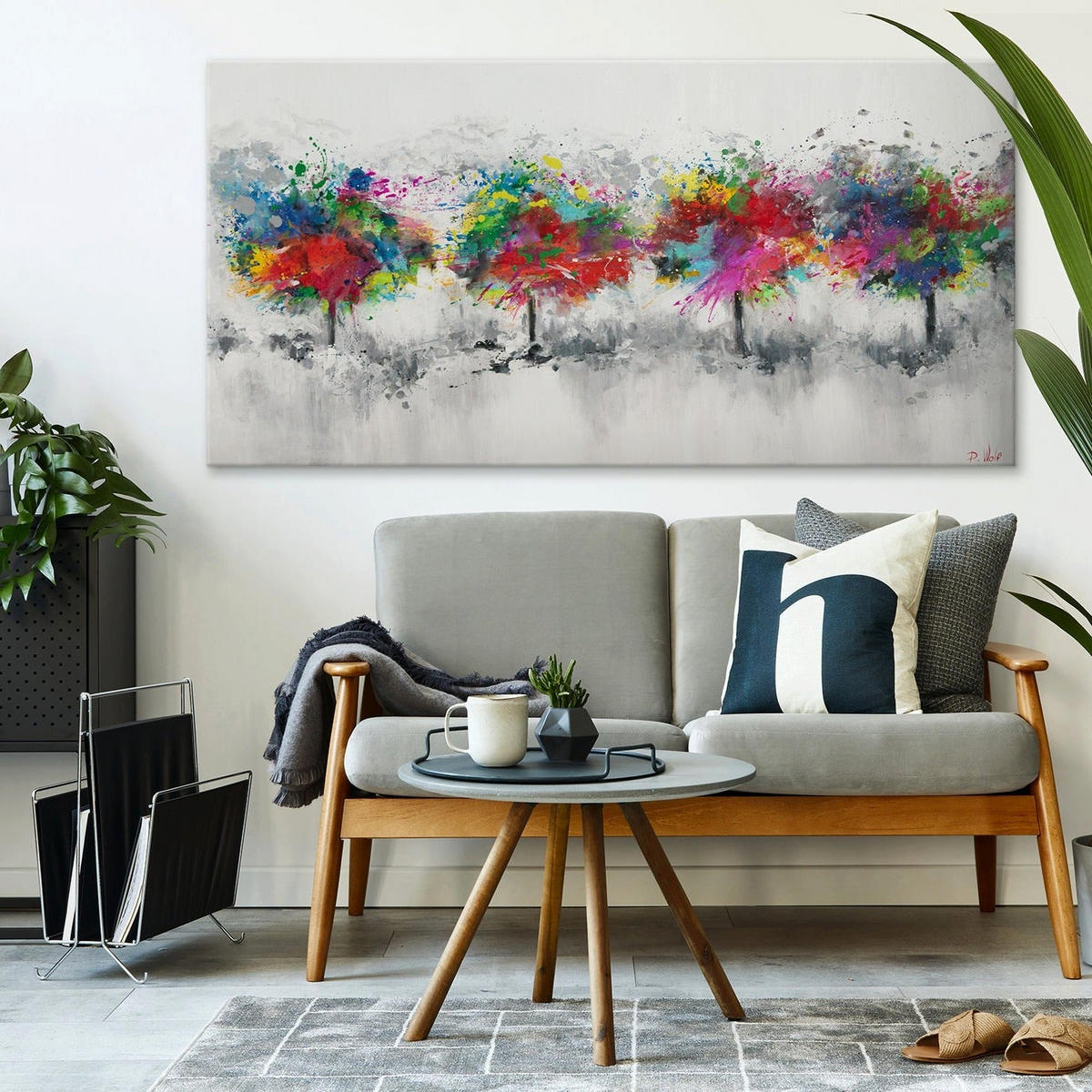 GEMÄLDE Bunter Wald auf Keilrahmen 100x50 cm - Multicolor, Holz (100/50cm) - YS-art gallery