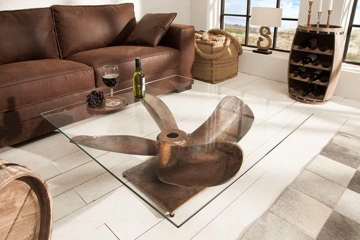 COUCHTISCH OCEAN rechteckig Kupfer|Transparent 85cm - Transparent/Kupferfarben, Glas/Metall (85/85/37cm) - riess-ambiente