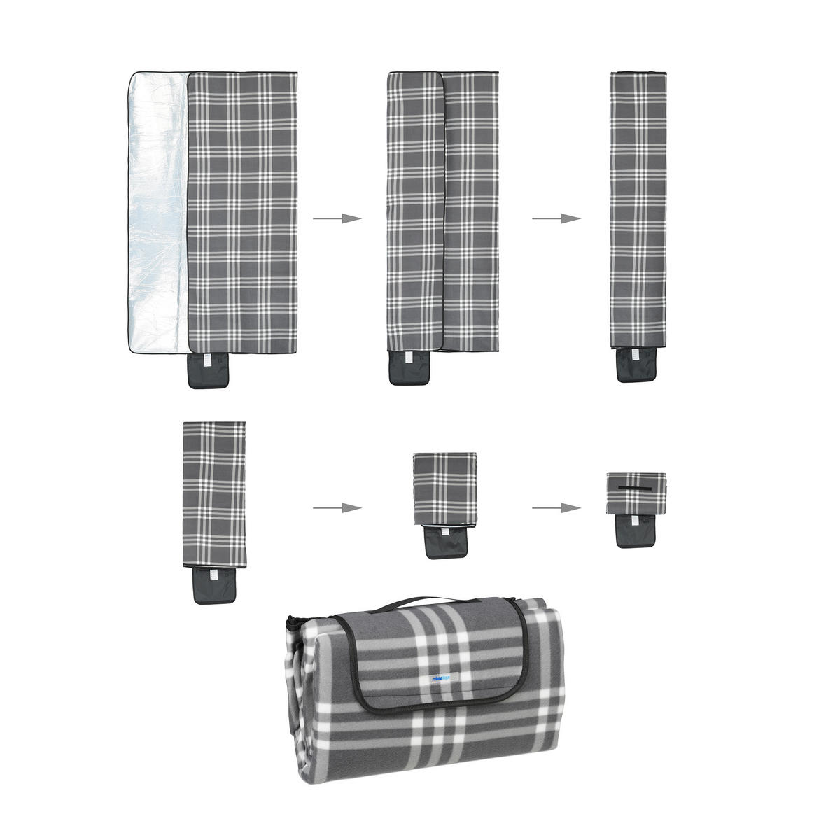 PICKNICKDECKE - Grau, Textil/Metall (200/200cm) - Relaxdays