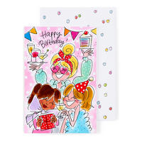 GRUSSKARTE Geburtstag - Beste Freundinnen & Sekt in Bunt - 17 x 11,5cm - Multicolor, Papier (11.5/0.2cm) - Blond Amsterdam