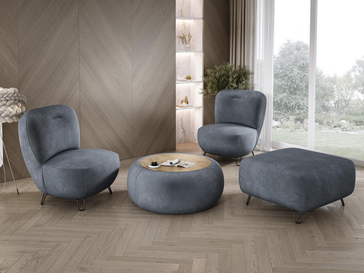SESSEL LUIS, Skandinavischer Stil – Freistehend, 82×56×82 cm, GRAU - Schwarz/Grau, Holz/Textil (82/82/66cm) - DomoHome