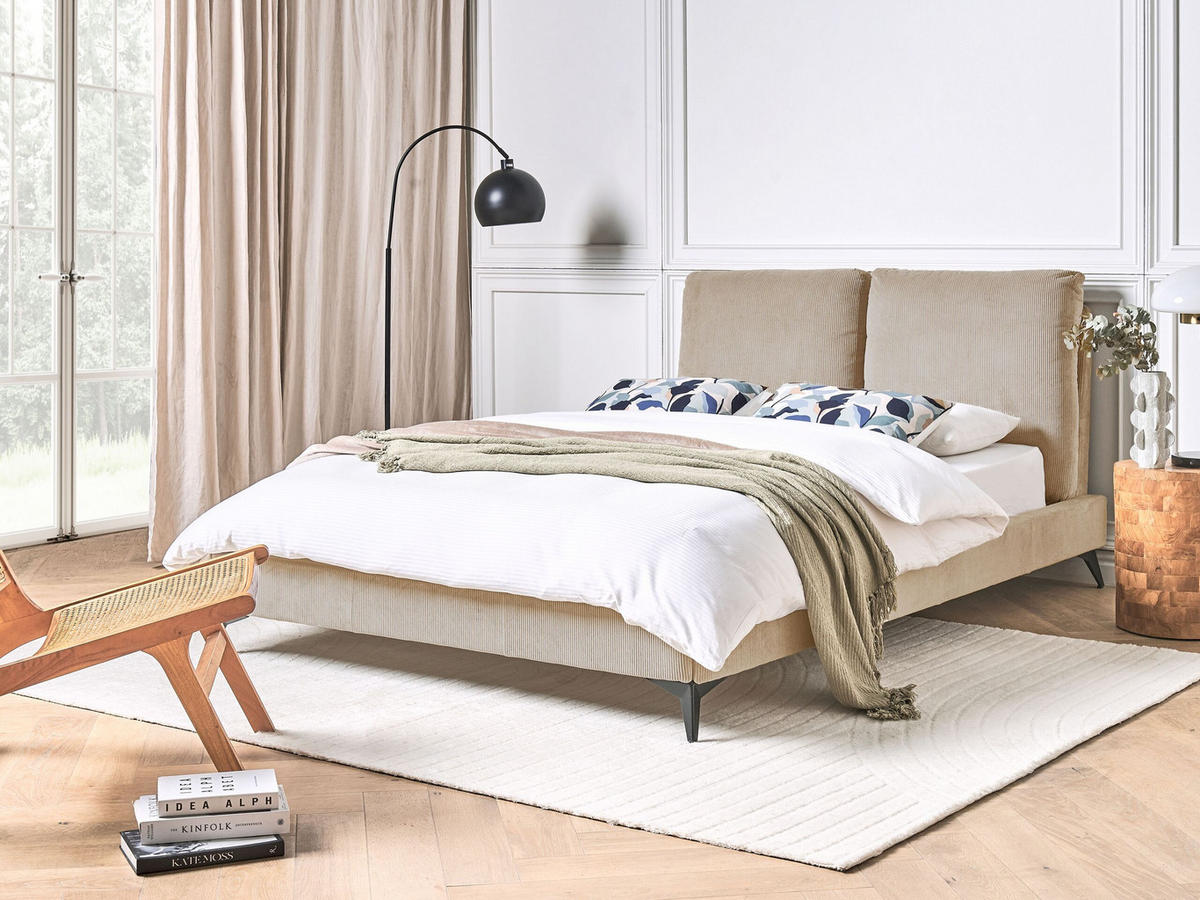 POLSTERBETT 140/200cm Taupe Melle - Taupe, Naturmaterialien/Textil (140/200cm) - Beliani