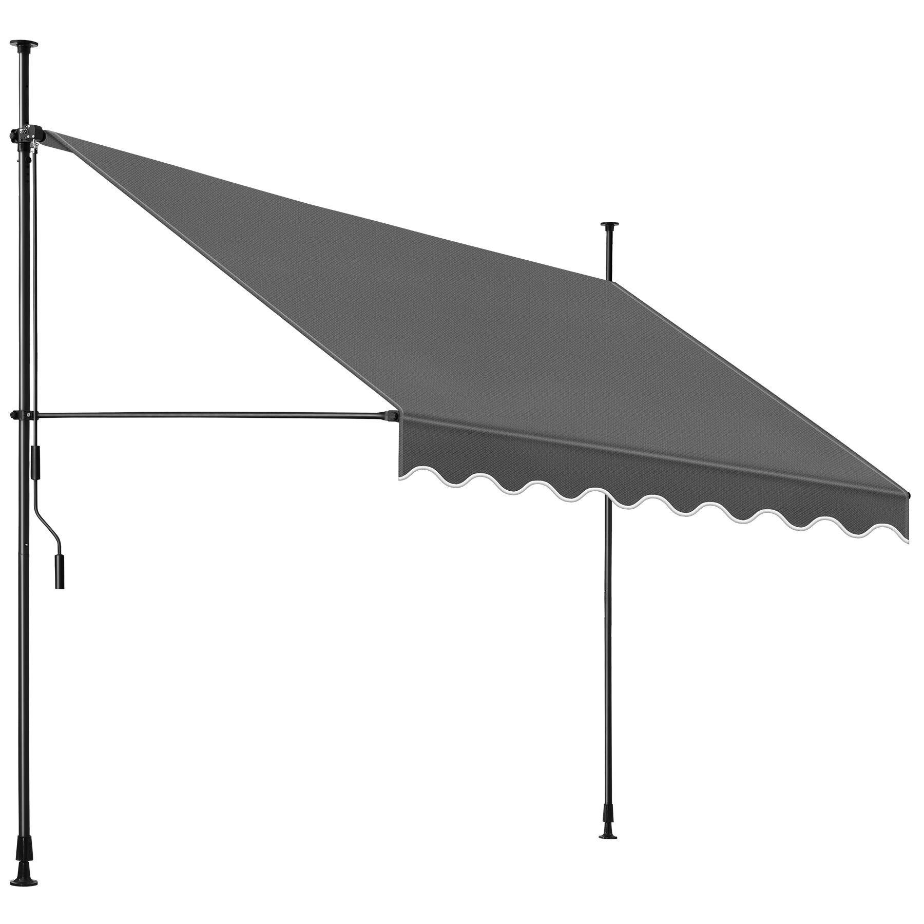 KLEMMMARKISE MIT HANDKURBEL , wasserabweisend, schwarz/grau - Schwarz/Grau, Textil (300/304/180cm) - tectake