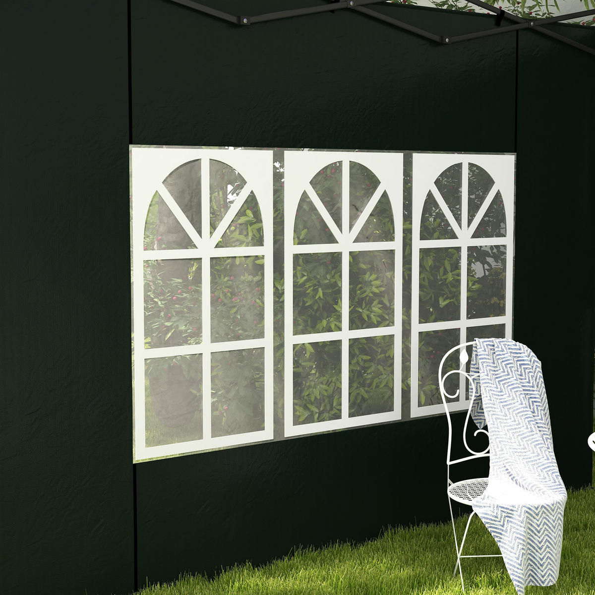 SEITENWÄNDE 2er Set DE-05967 für Pavillon 293/193 cm Dunkelgrün - Dunkelgrün, Kunststoff (1/193/293cm) - ComfortXL