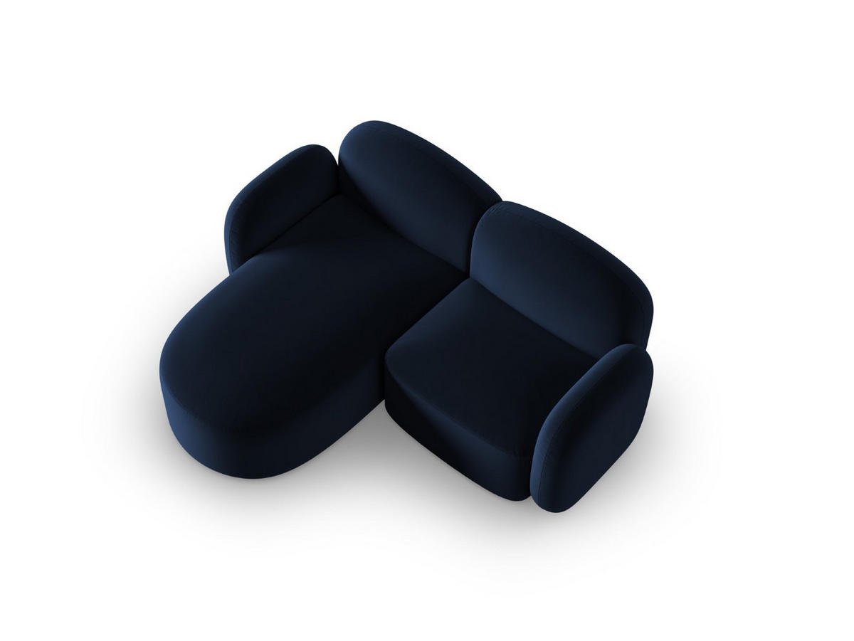 ECKSOFA links Blair aus Samt königsblau 3 Sitzplätze - Blau, Textil (155/194cm) - Micadoni