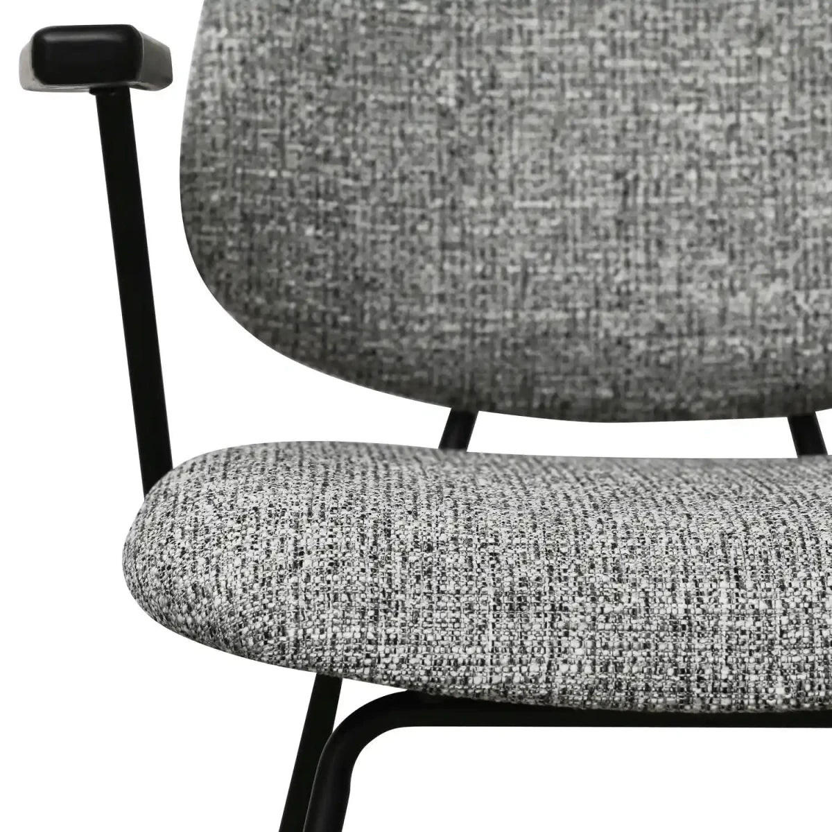 ARMLEHNSTUHL-SET 6 Stück in Teddystoff Grau - Schwarz/Grau, Textil/Metall (50/82/58cm) - Furnhouse