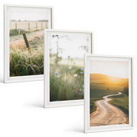 BILDER SET 3er Set - 40x60 cm Weißer Rahmen - Landschaftswiesenstraße West - Weiß, Kunststoff (40/60cm) - TULUP