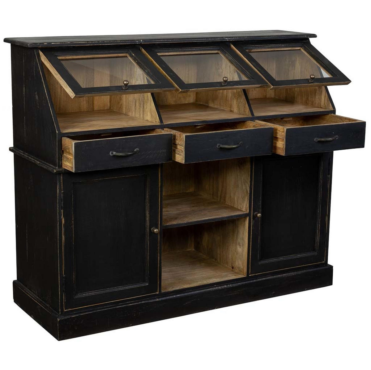 SIDEBOARD aus Holz 129x45x106 cm - Schwarz, Holz (129/106/45cm) - Wanderlust