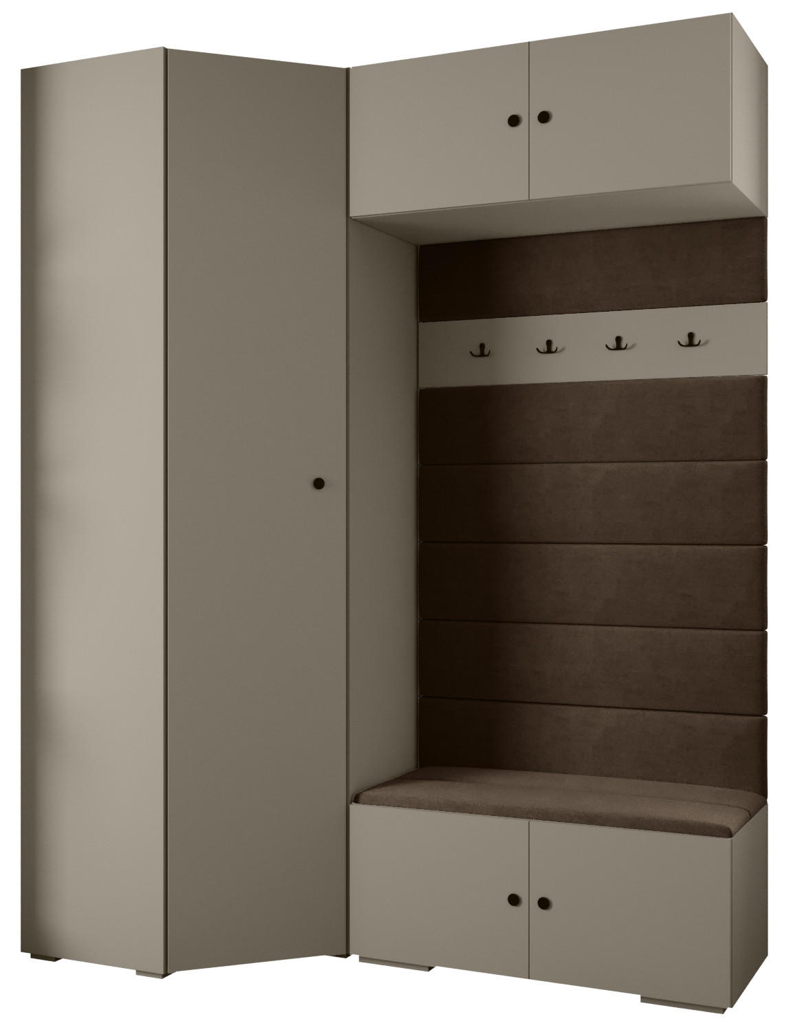 Abiks Möbel Garderoben-Set Kaschmir, Braun, Schwarz 181.7x236.7x47 cm