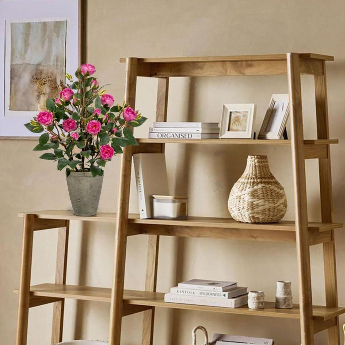 KUNSTROSEN im Topf Höhe 38 cm Rosa - Rosa, Kunststoff (38cm)