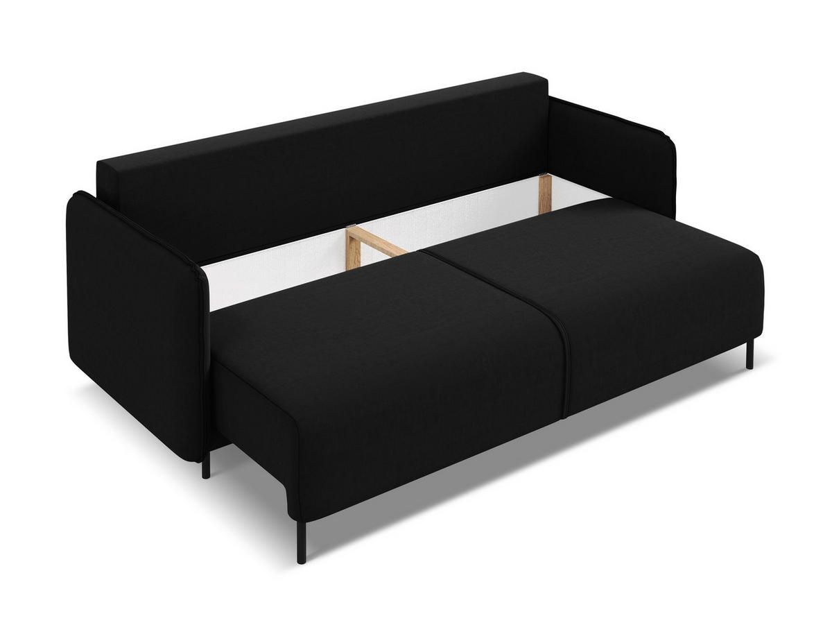 3-SITZER SOFA mit Schlaffunktion Samt Stoff Schwarz - Schwarz, Holz/Textil (226/90/92cm) - Makamii