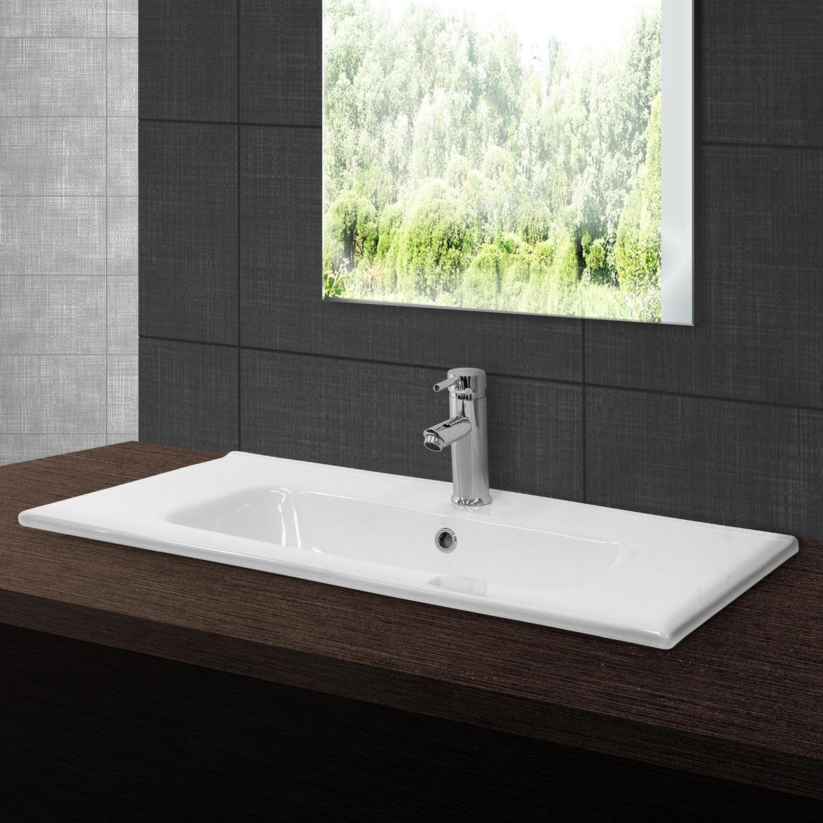 WASCHBECKEN - Weiß, Keramik (47/17/87cm) - ML-DESIGN