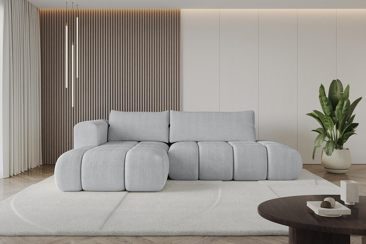 ECKSOFA Ottomane Links CLOUD-L 289x180x40 Grau Cord - Grau, Holzwerkstoff/Kunststoff (180/289cm) - ALTDECOR