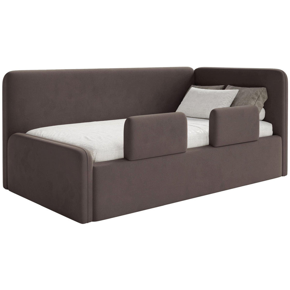 KINDERBETT Fanko Samt Braun 90x200 cm - Schwarz/Braun, Kunststoff/Textil (90/200cm) - Selsey