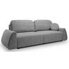 SCHLAFSOFA Moderne ALMI mit Schlaffunktion – 3-Sitzer Sofa mit Bettkasten, DL-Automat, 2 Rückenkissen, 260x100x80 cm, Grau - Grau, Holz/Textil (260/80/100cm) - DomoHome