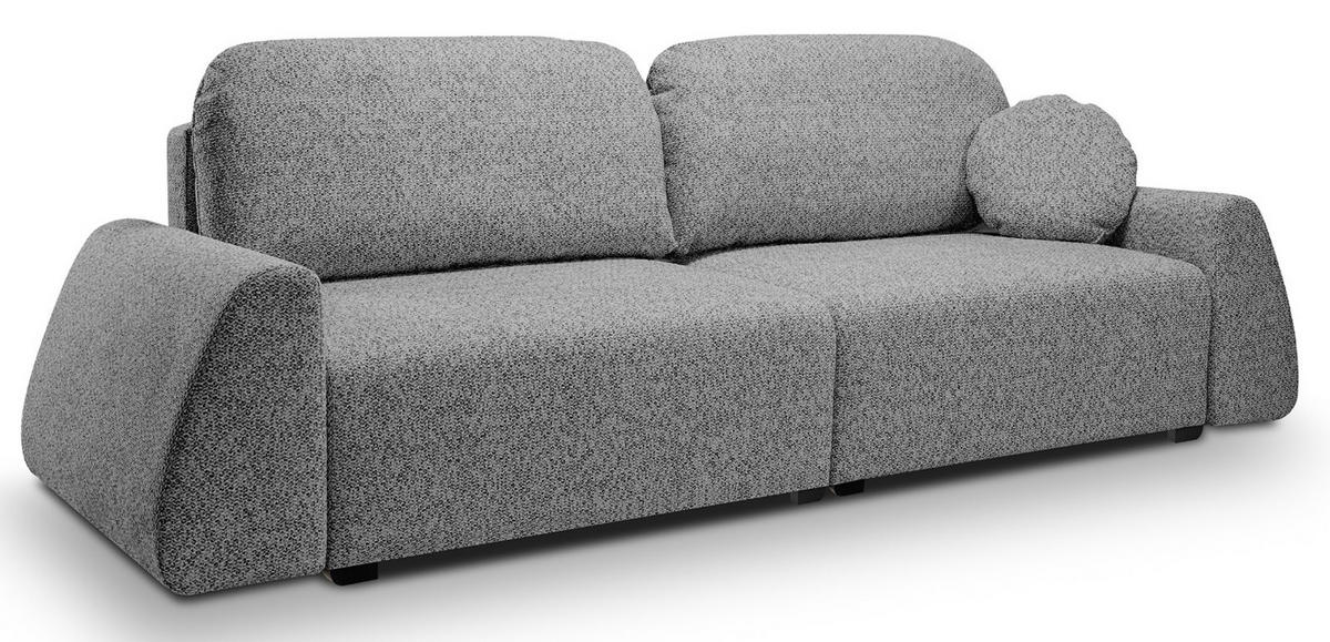 SCHLAFSOFA Moderne ALMI mit Schlaffunktion – 3-Sitzer Sofa mit Bettkasten, DL-Automat, 2 Rückenkissen, 260x100x80 cm, Grau - Grau, Holz/Textil (260/80/100cm) - DomoHome