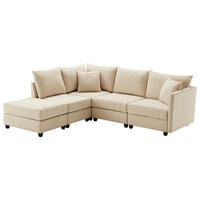 ECKSOFA 220/194/85 cm Beige mit umwandelbarem Fußhocker - Beige, Textil (220/194cm) - Oxeza