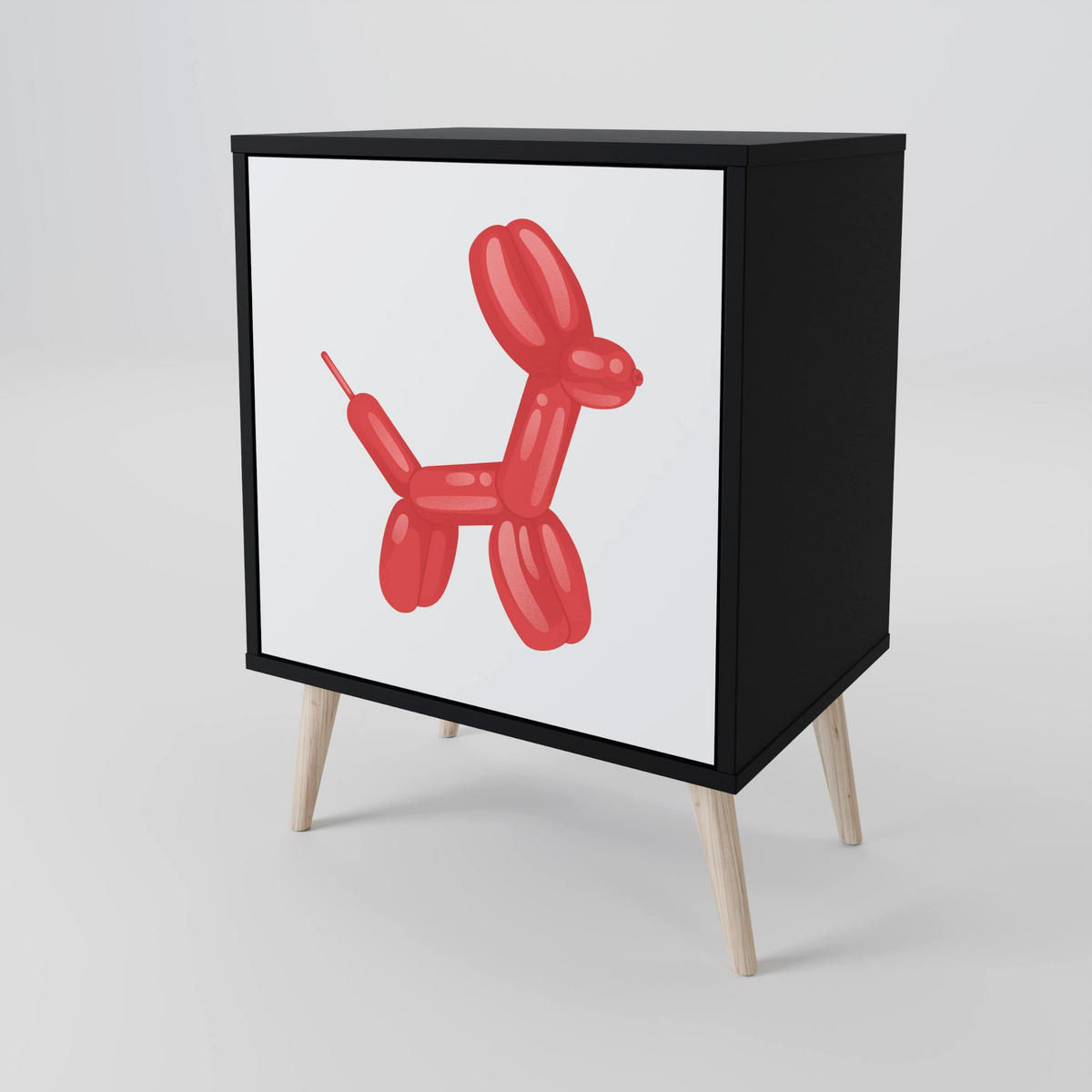 SIDEBOARD CHILDHOOD MEMORY, Schwarz, 57,5x42x75,5 cm, Goldfarbene Metallfüße - Goldfarben/Multicolor, Holzwerkstoff/Metall (57.5/75.5/42cm) - SpaceRebels