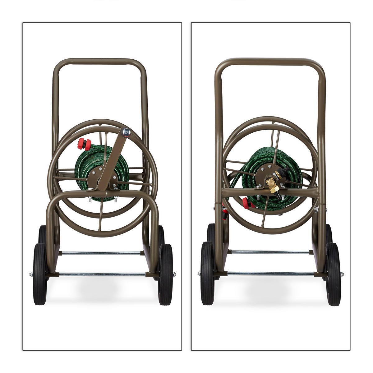 SCHLAUCHWAGEN - Braun, Kunststoff/Metall (47/80/70cm) - Relaxdays