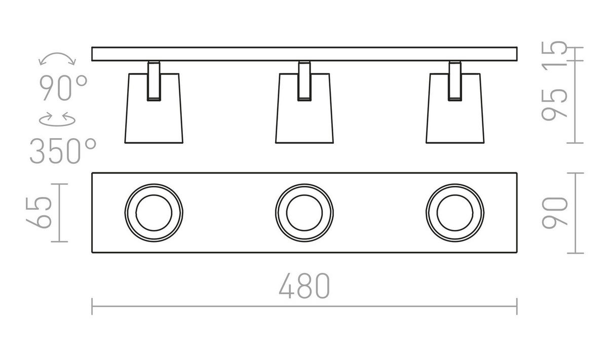 DECKENLEUCHTE KENNY III Schwarz 24 W - Schwarz, Metall (48/65/11cm) - Rendl