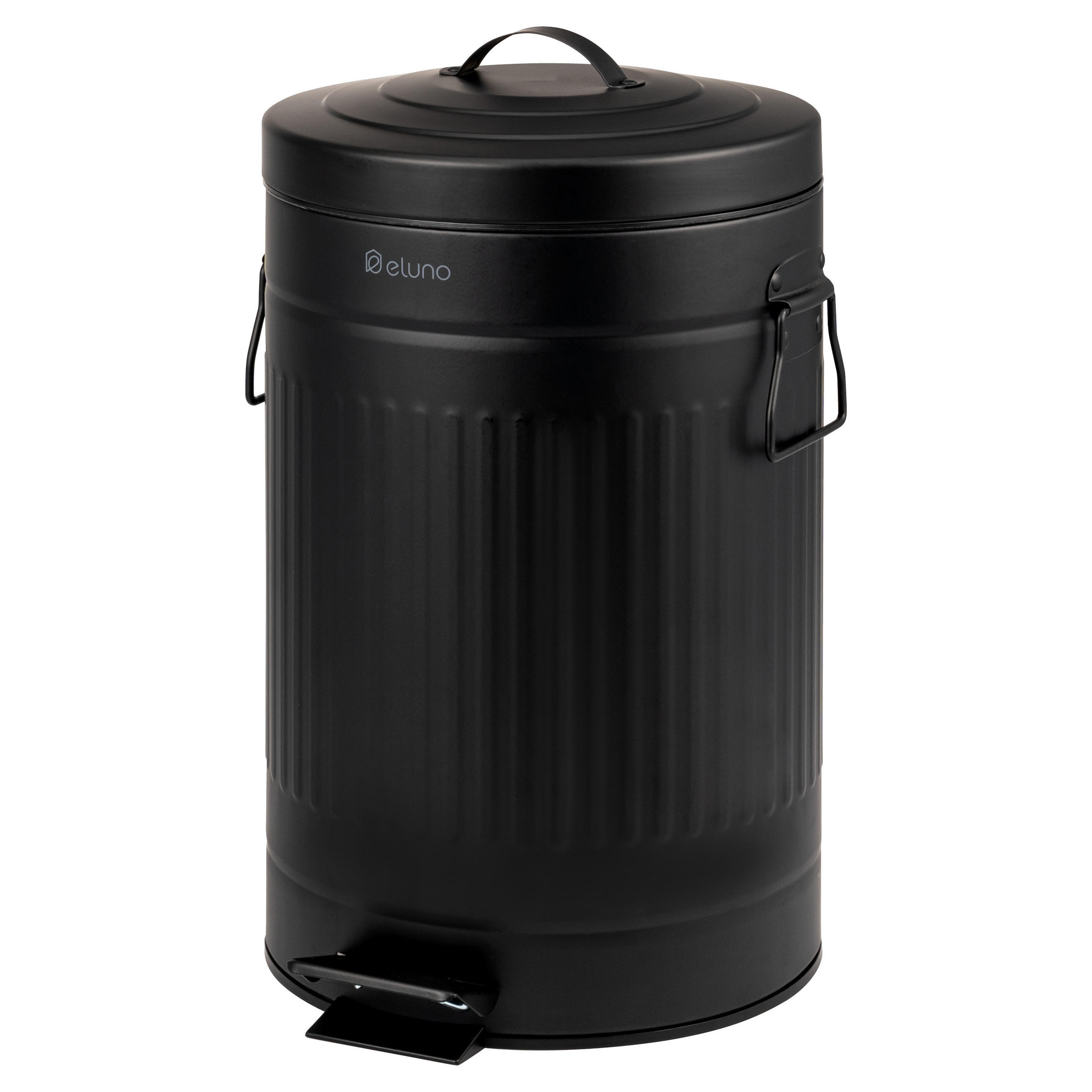 ABFALLEIMER Treteimer VINTAGE, 12 Liter, aus Metall, schwarz - Schwarz, Metall (25.5/42.5/25.5cm) - eluno