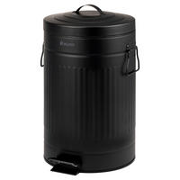 ABFALLEIMER Treteimer VINTAGE, 12 Liter, aus Metall, schwarz - Schwarz, Metall (25.5/42.5/25.5cm) - eluno