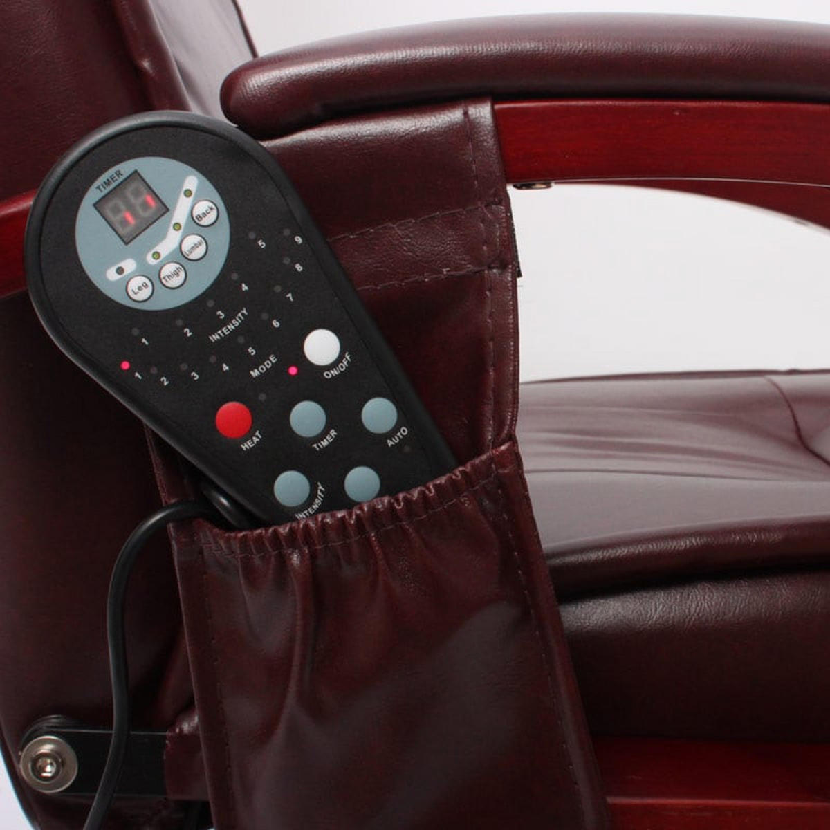 MASSAGESESSEL Athene HxBxT 118x69x143cm mit Massage Leder Rot - Rot, Leder (69/118/143cm) - BERLINLODGE