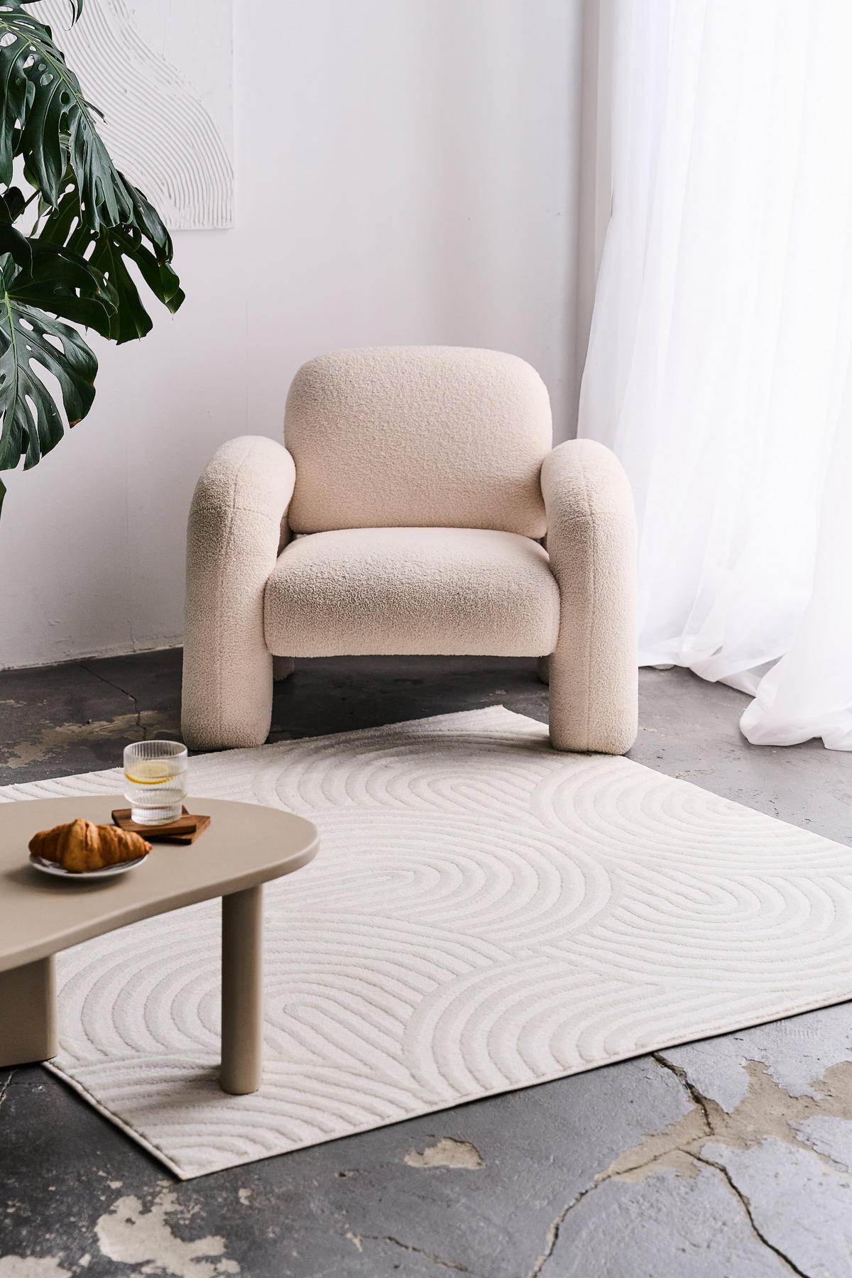 TEPPICH HYGGE Cremeweiß Quadrat 200/200 cm - Creme, Textil (200/200cm) - Tapiso