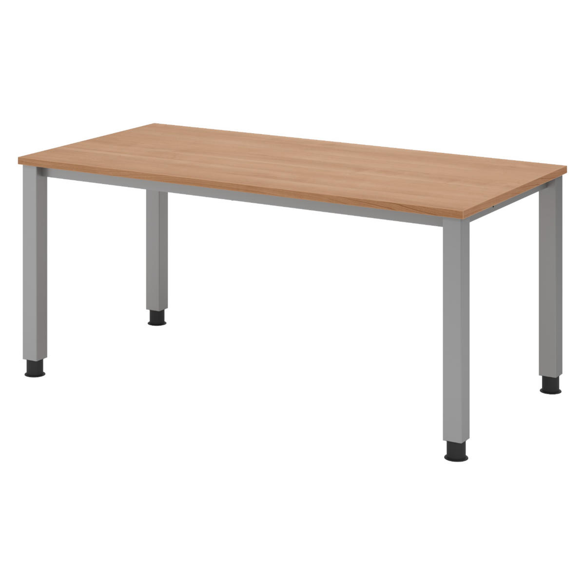 SCHREIBTISCH Serie-Q Gestell: Silber 80/160/74 cm in Nussbaumfarben - Nussbaumfarben, Holzwerkstoff (80/160/74cm) - bümö