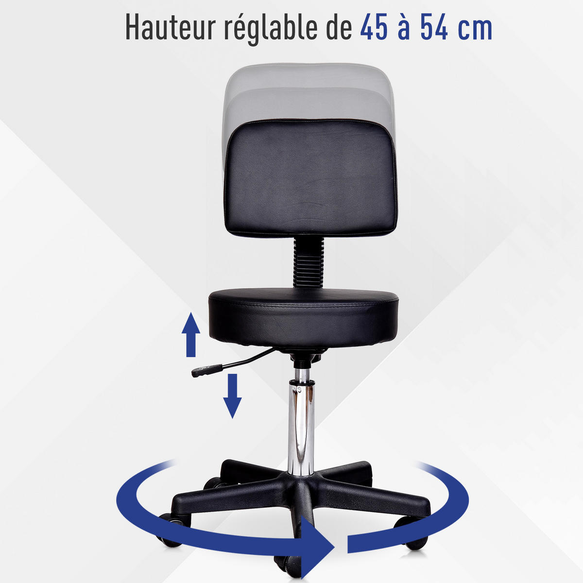 BÜROHOCKER DE-18005 höhenverstellbar 43-55 cm Schwarz - Schwarz, Metall (23/84/32cm) - ComfortXL