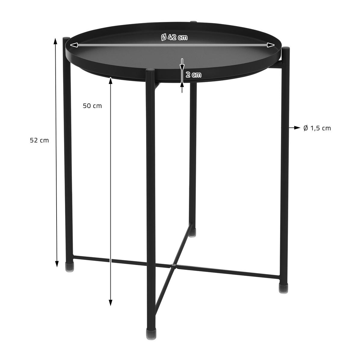 BEISTELLTISCH Rund Schwarz 45/52 cm - Schwarz, Metall (52/45/52cm) - ML-DESIGN