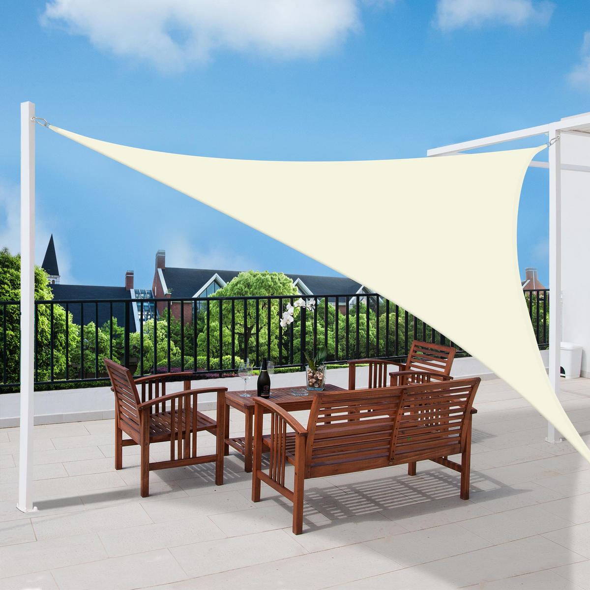 SONNENSEGEL SolVision PS9 360/360/360 cm dreieckig Creme PE - Creme, Kunststoff (360/360cm) - Sol Royal
