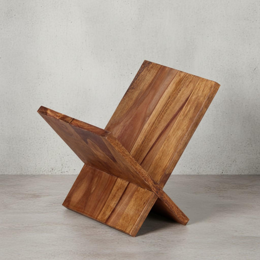 ZEITUNGSSTÄNDER Massivholz Handgefertigt X-Form, Braun 29x28x31 cm - Braun, Holz (29/31/28cm) - KADIMA DESIGN