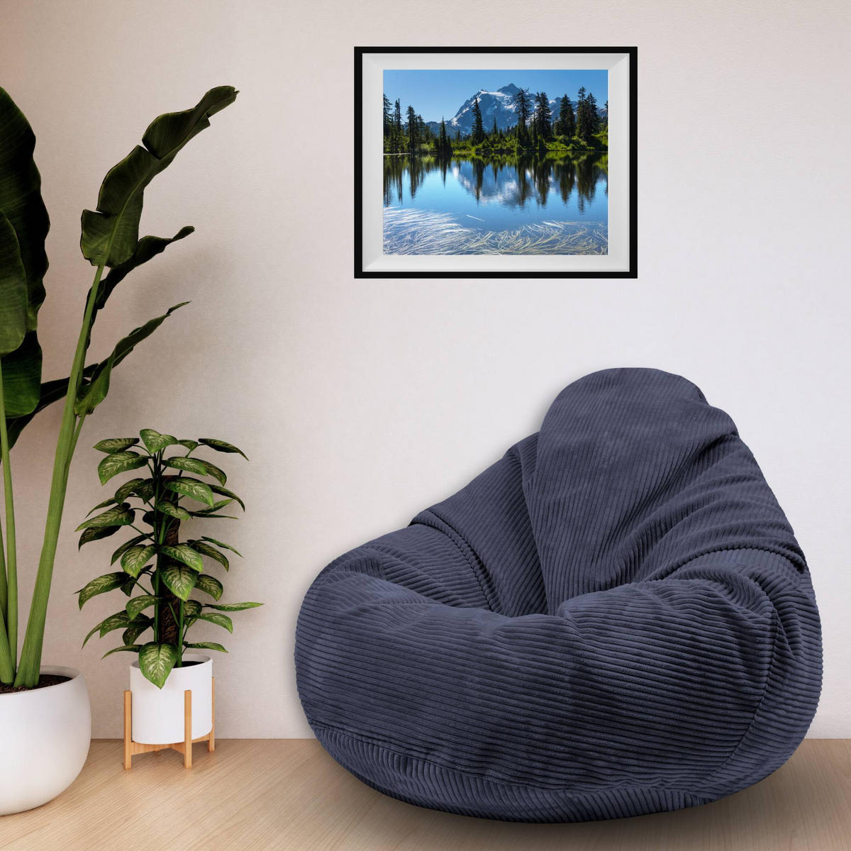 SITZSACK PARADISE MIT FUßSTÜTZE Kordsamt 2-tlg Blueberry Pie M - Dunkelblau, Textil (90/100/90cm) - Dreamroots