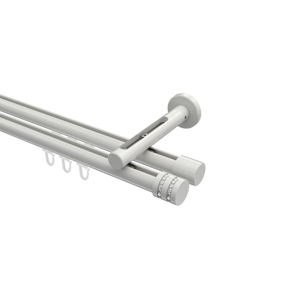 INNENLAUF-GARDINENSTANGEN-SET Siteno Estana 420 cm (geteilt in 3 x 140 cm), 2-läufig, 20 mm Ø Weiß - Weiß, Metall (420cm) - INTERDECO