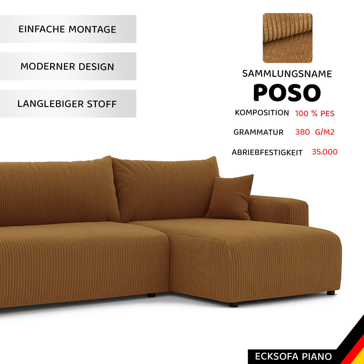 ECKSOFA mit Schlaffunktion und Bettkasten, Gelb - Gelb, Holzwerkstoff/Textil (145/278cm) - Idohome