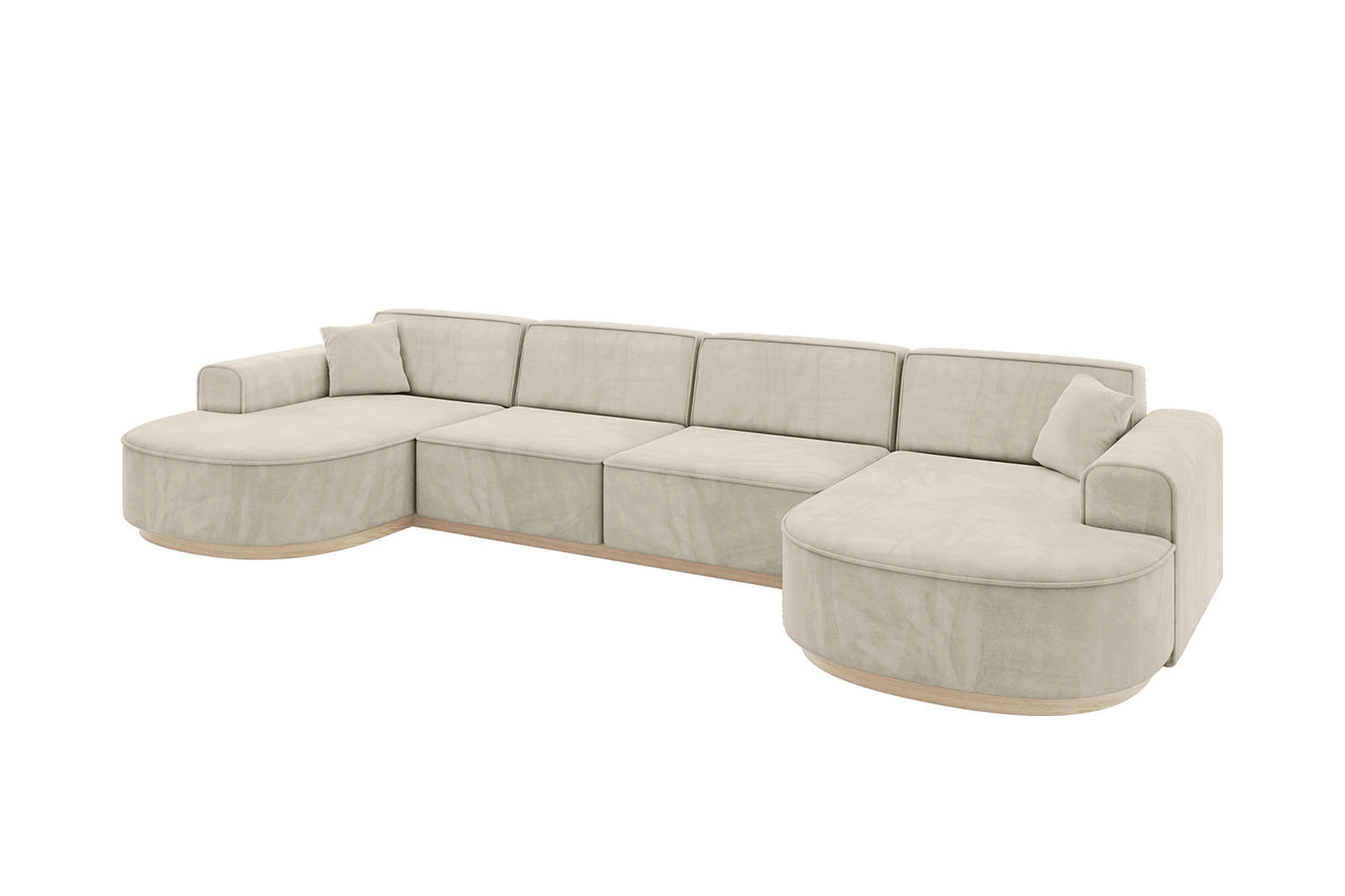WOHNLANDSCHAFT MARI-U2-v1 - 388x171x83 cm Ecru Velours - Ecru, Holzwerkstoff/Textil (388/83/171cm) - ALTDECOR