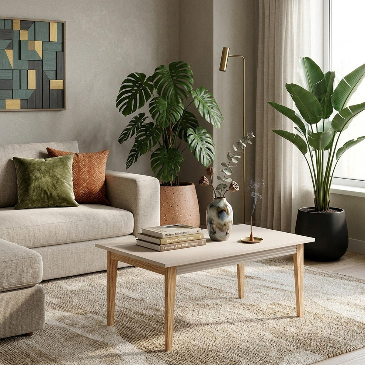 COUCHTISCH Windsor W-12 90 x 68 x 40 cm Kaschmir - Kaschmir/Eichefarben, Eichenholz/Holzwerkstoff (68/90/40cm) - Koseto