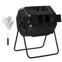 KOMPOSTBEHÄLTER DE-10147 2 Behälter, 160 L, drehbar Schwarz - Schwarz, Metall (64/96/71cm) - ComfortXL