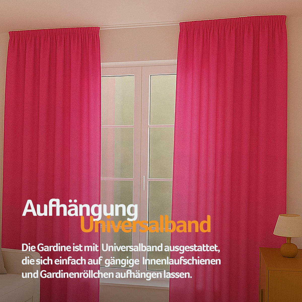 GARDINE Universalband "blickdicht" 2er Pack Pink 140x175 cm - Pink, Textil (140/175cm) - Bestlivings