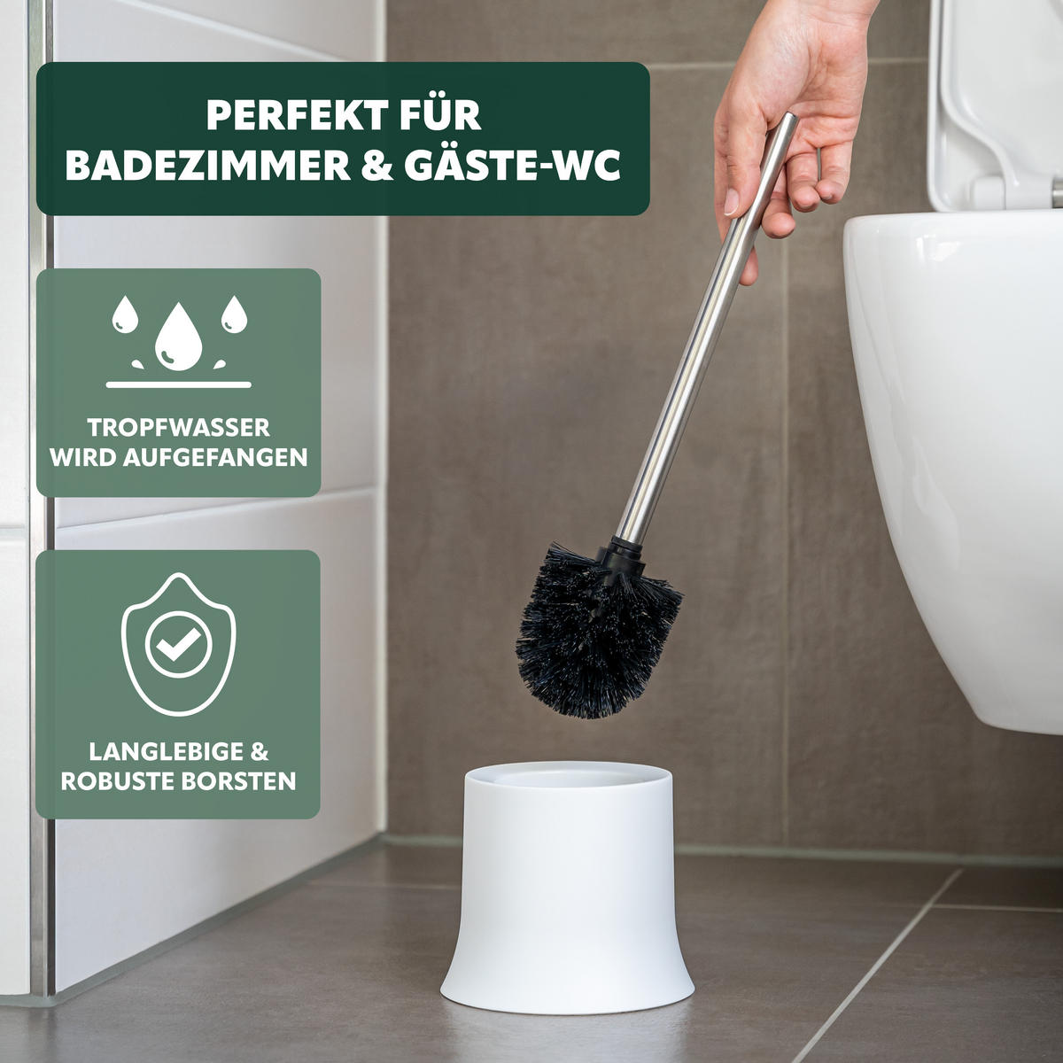 WC-BÜRSTENHALTER, weiß, Kunststoff - Weiß, Kunststoff (13.7/37.5/13.7cm) - bremermann