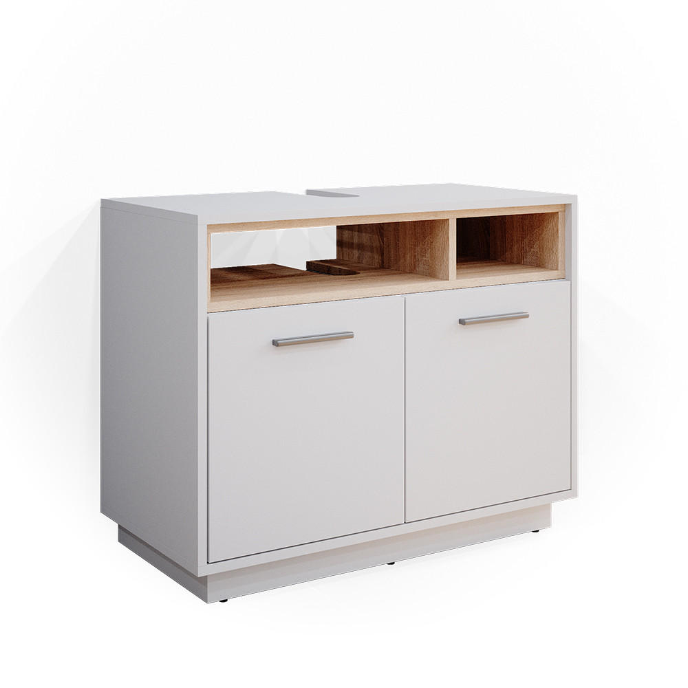 WASCHBECKENUNTERSCHRANK Beatrice Weiß 80 x 64 cm - Weiß, Holzwerkstoff (80/64/40cm) - Vicco