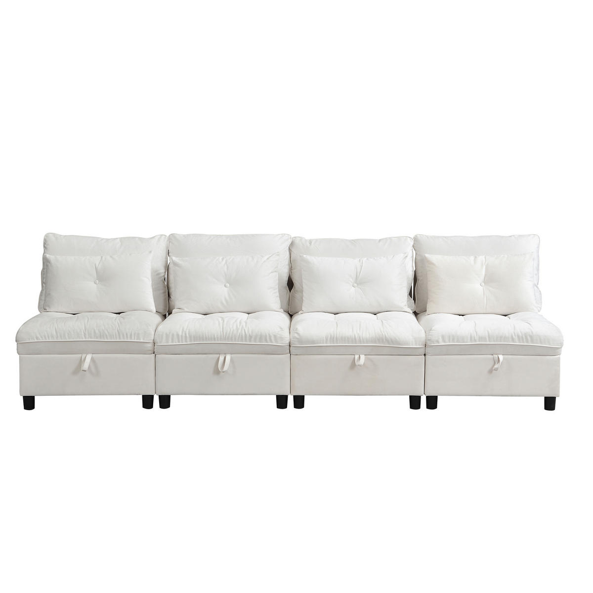 SOFA 4-Sitzer modulare Kombination mit Schlaffunktion Chenille Beige - Beige, Kunststoff (274/87/76cm) - OKWISH