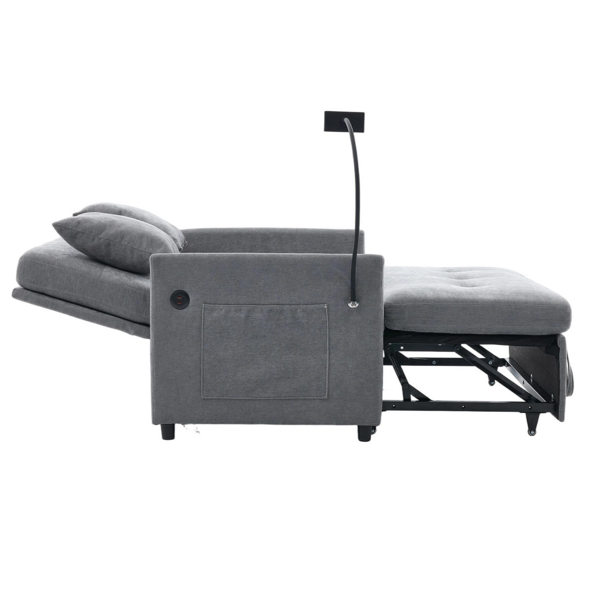 SCHLAFSESSEL DE-35222 mit USB und Tablethalter Grau - Grau, Metall (72/83.5/109cm) - ComfortXL
