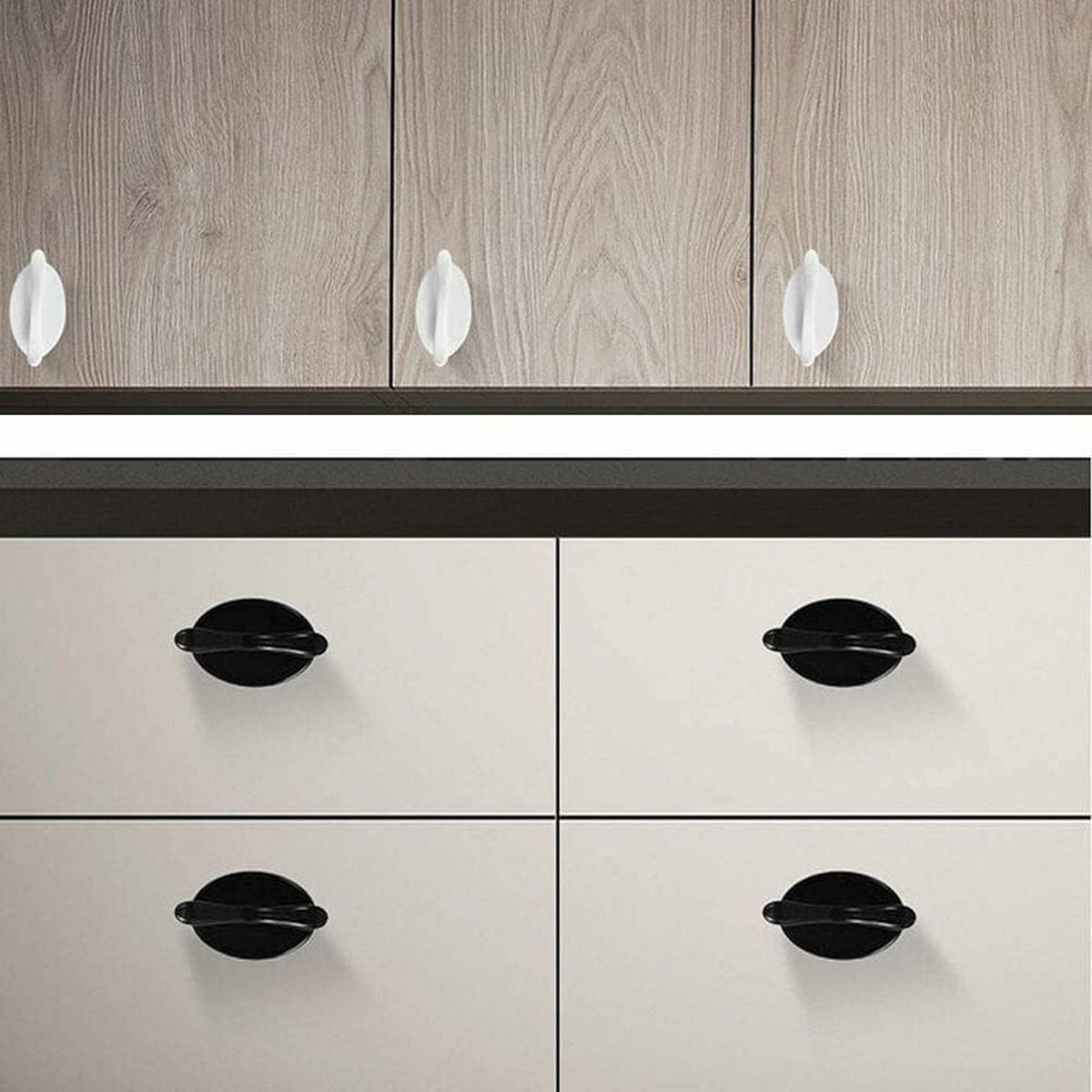 MÖBELGRIFF Schwarz Weiß 4er-Set Klebegriffe - Multicolor, Glas (2.9/2.9/8.2cm)