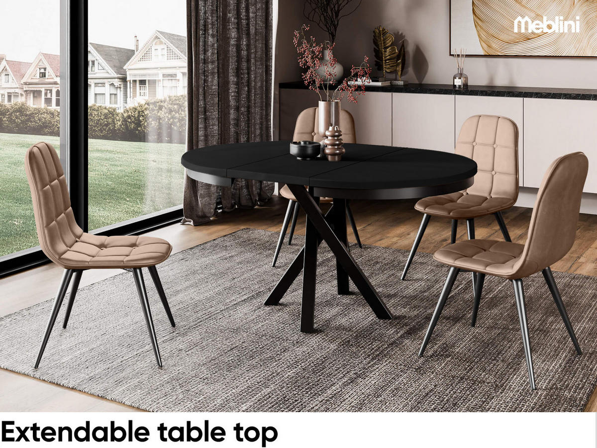 ESSTISCH CHRIS - Schwarz, Holzwerkstoff (100/100/77cm) - Meblini