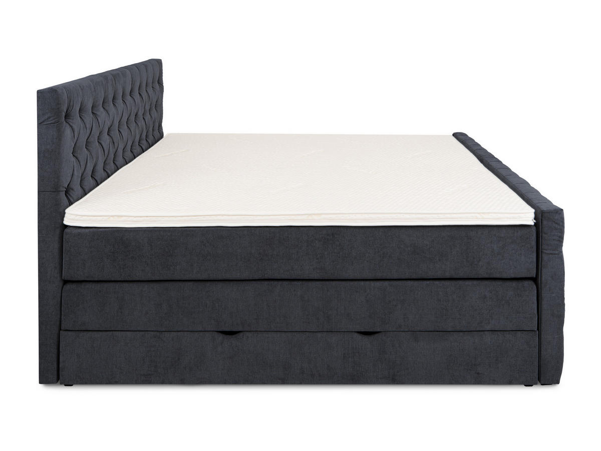 BOXSPRINGBETT London dunkelblau 160/200 cm H3/H4 Samt - Dunkelblau, Textil (160/200cm) - wonello