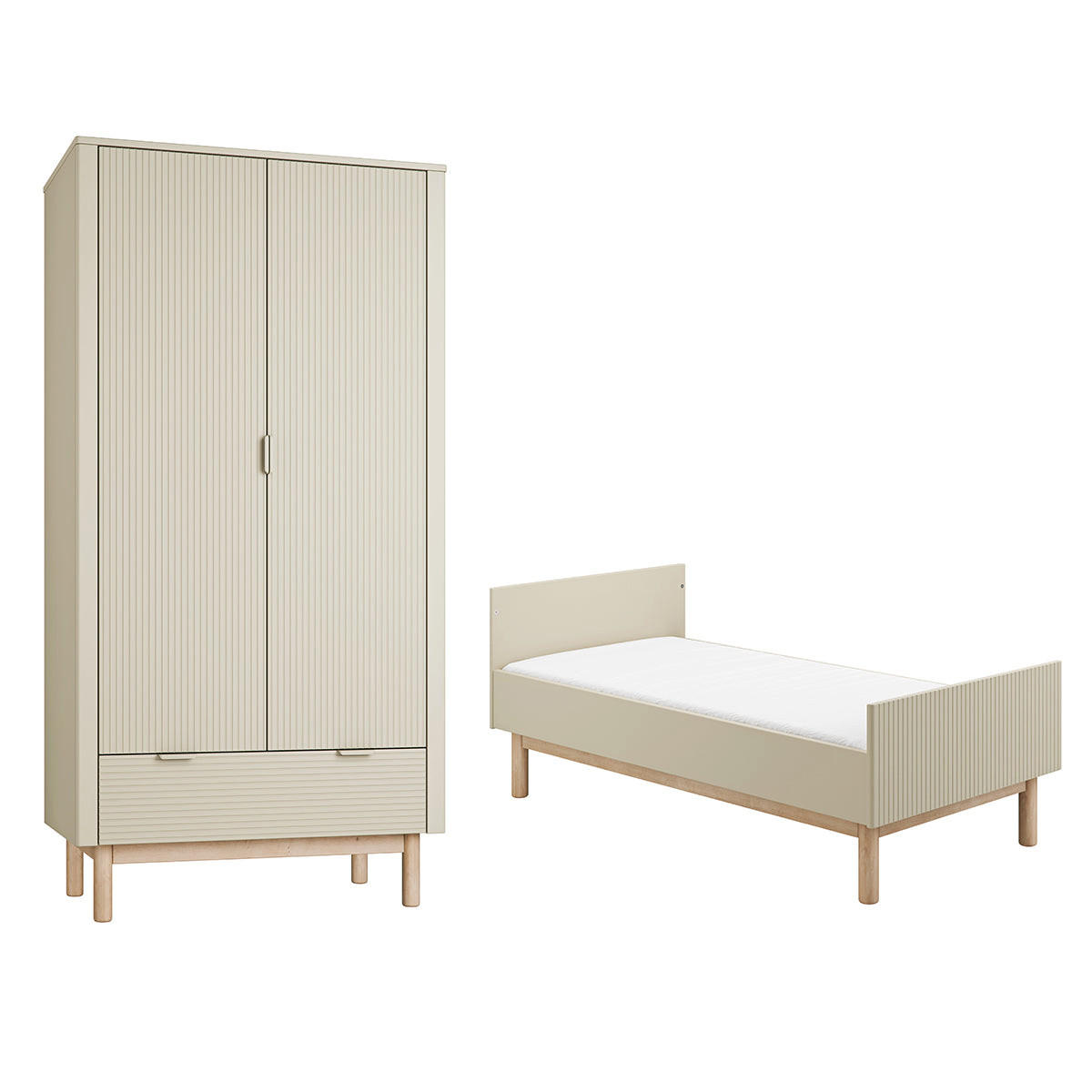 SOBA ZA BEBE 2-dijelniMiloo Šampanjac - bež, drvni materijal (143.5/87.5/75cm) - Petits-meubles