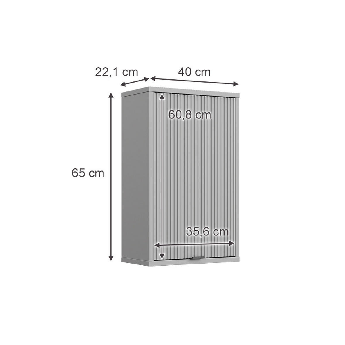 BADEZIMMER Eliza Grau 40 x 65 cm mit 2 Regalböden - Grau, Holzwerkstoff (40/65/22.1cm) - Vicco